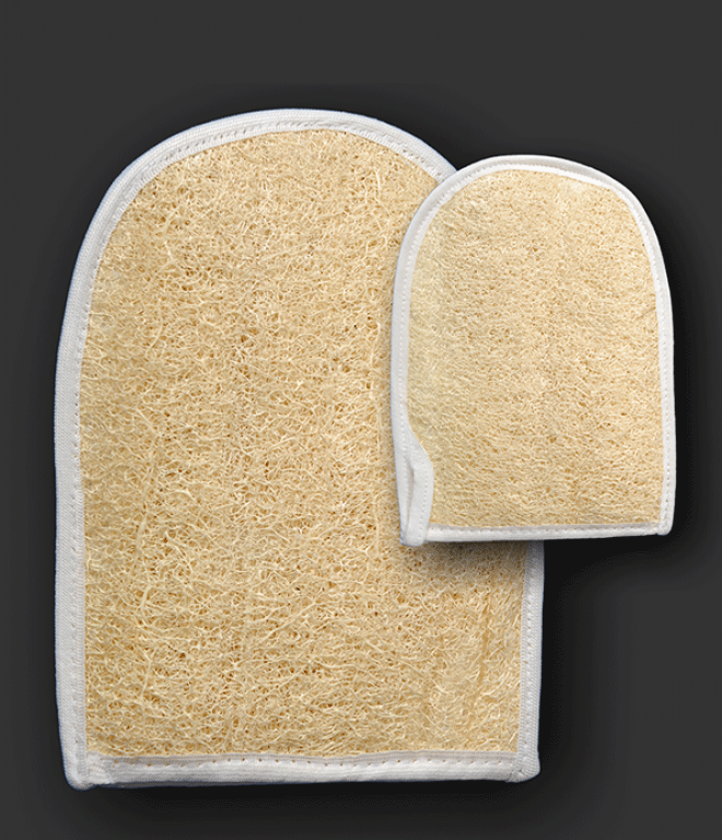 F112: Palm double loofah with ribbon